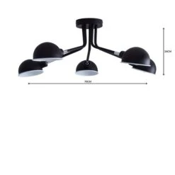 Elements Borr Black 5 Light Semi Flush Ceiling Light -Household Items Store 1000157756 alt04