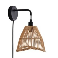 Elements Jaula Rattan Plug In Wall Light -Household Items Store 30752930 alt05