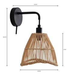 Elements Jaula Rattan Plug In Wall Light -Household Items Store 30752930 alt07