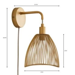 Elements Jaula Rattan Plug In Wall Light -Household Items Store 30755627 alt07