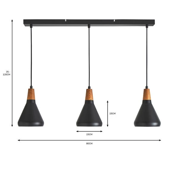 Elements Wolston 3 Light Diner Ceiling Light 12 Elements Wolston 3 Light Diner Ceiling Light - Image 12