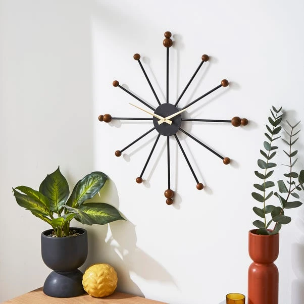 Elements Sputnik Wood Effect Wall Clock 1 Elements Sputnik Wood Effect Wall Clock