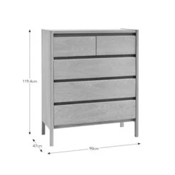 Elements Holmes 5 Drawer Chest, Oak -Household Items Store 30893709 alt09