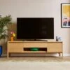 Elements Holmes Extra Wide TV Unit For TVs Up To 80", Oak