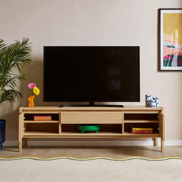 Elements Holmes Extra Wide TV Unit For TVs Up To 80", Oak 2 Elements Holmes Extra Wide TV Unit For TVs Up To 80", Oak - Image 2