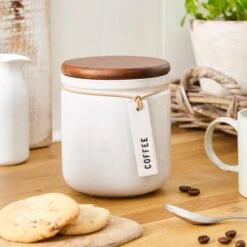 Elements Cream Speckled Hang Tag Kitchen Canister -Household Items Store 30893966