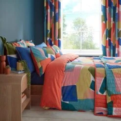 Elements Abstract Blocks Multicoloured Cotton Duvet Cover And Pillowcase Set 27 Elements Abstract Blocks Multicoloured Cotton Duvet Cover And Pillowcase Set -Household Items Store 30903849 alt06