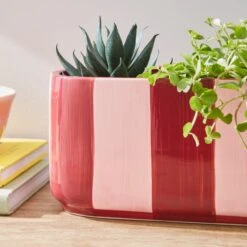 Elements Striped Ceramic Windowsill Plant Pot 13 Elements Striped Ceramic Windowsill Plant Pot -Household Items Store 30943036 alt01