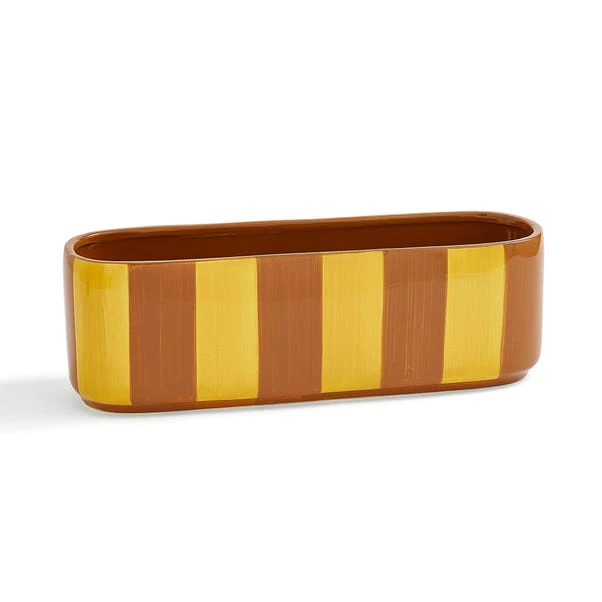 Elements Striped Ceramic Windowsill Plant Pot 3 Elements Striped Ceramic Windowsill Plant Pot - Image 3